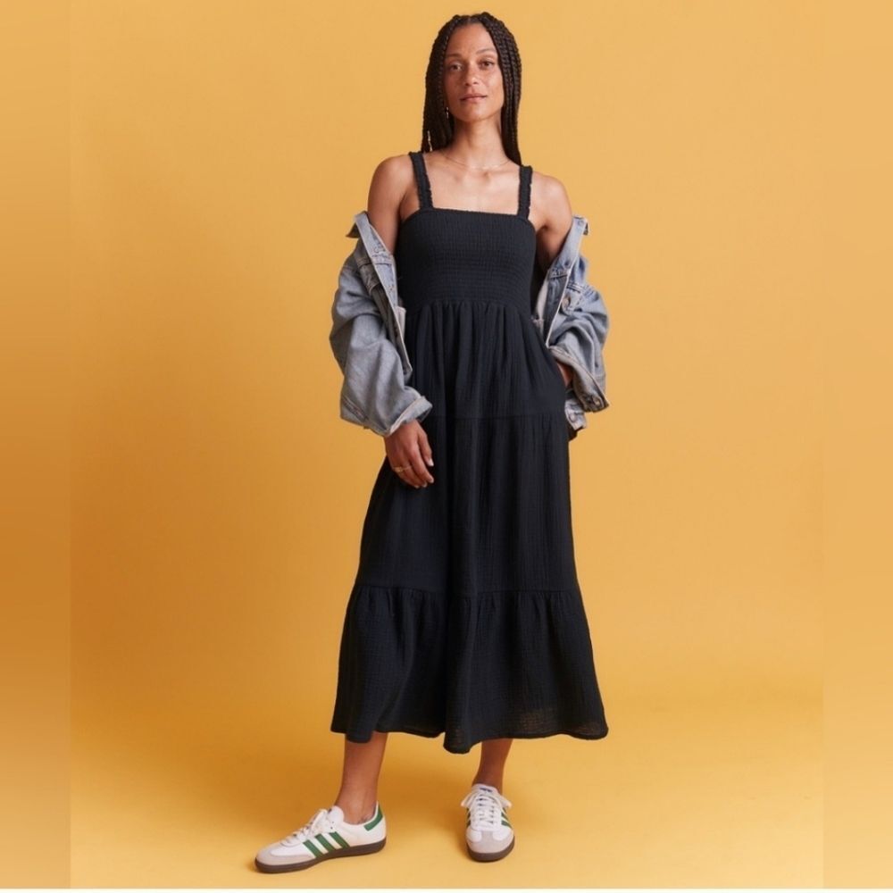 Marine Layer Selene Smocked Cotton Maxi Dress